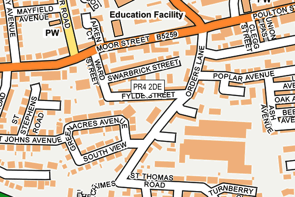 PR4 2DE map - OS OpenMap – Local (Ordnance Survey)