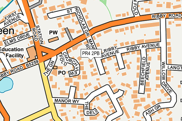 PR4 2PB map - OS OpenMap – Local (Ordnance Survey)