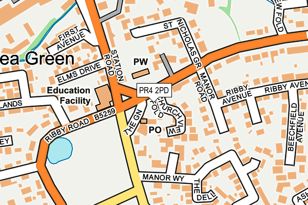 PR4 2PD map - OS OpenMap – Local (Ordnance Survey)