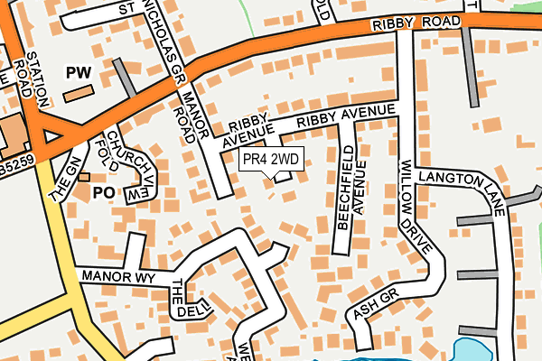 PR4 2WD map - OS OpenMap – Local (Ordnance Survey)