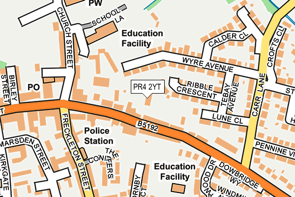 PR4 2YT map - OS OpenMap – Local (Ordnance Survey)