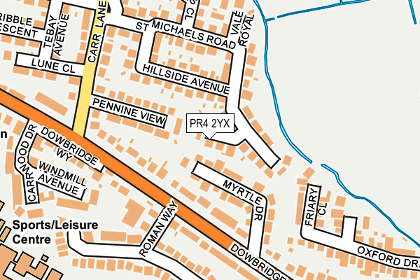 PR4 2YX map - OS OpenMap – Local (Ordnance Survey)