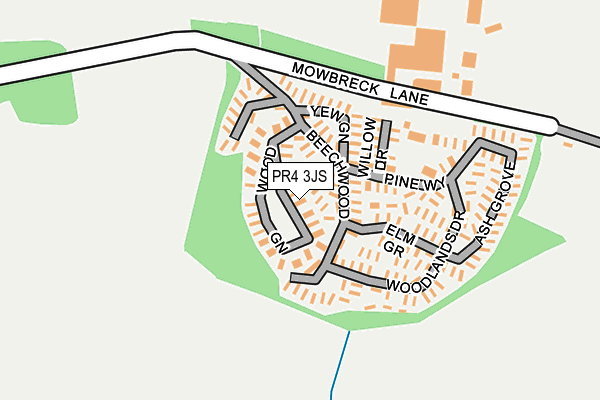 PR4 3JS map - OS OpenMap – Local (Ordnance Survey)