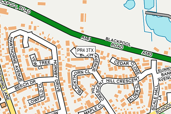 PR4 3TX map - OS OpenMap – Local (Ordnance Survey)