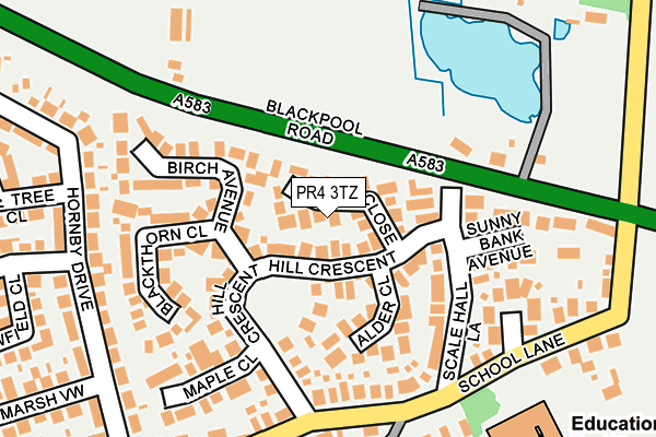 PR4 3TZ map - OS OpenMap – Local (Ordnance Survey)