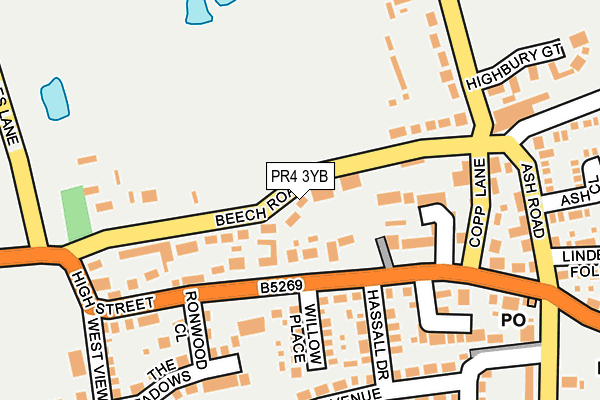 PR4 3YB map - OS OpenMap – Local (Ordnance Survey)