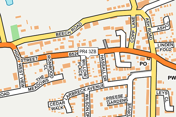 PR4 3ZB map - OS OpenMap – Local (Ordnance Survey)