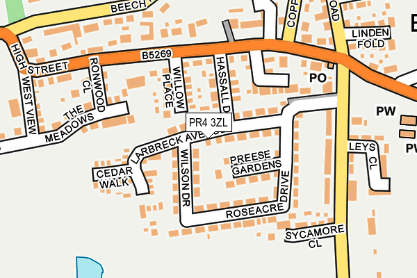 PR4 3ZL map - OS OpenMap – Local (Ordnance Survey)