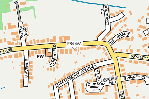 PR4 4AA map - OS OpenMap – Local (Ordnance Survey)