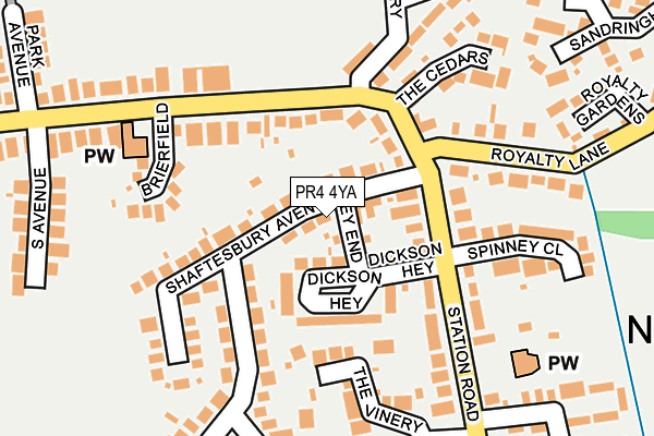 PR4 4YA map - OS OpenMap – Local (Ordnance Survey)
