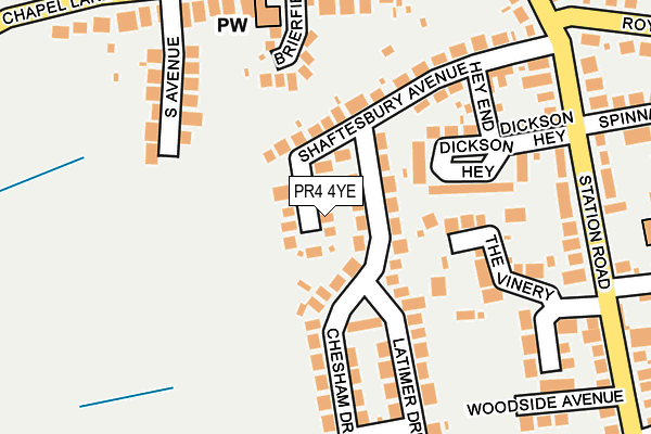 PR4 4YE map - OS OpenMap – Local (Ordnance Survey)