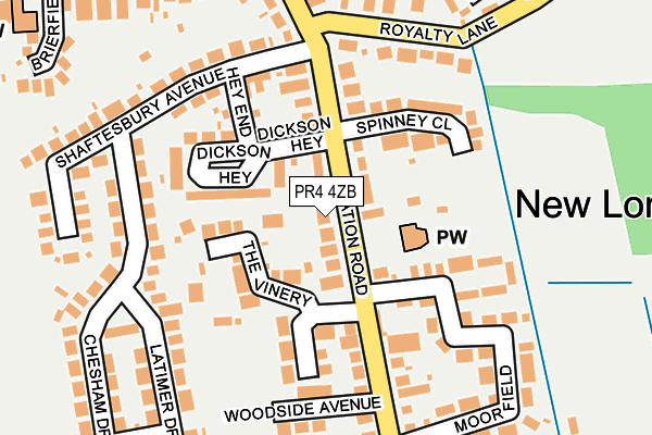 PR4 4ZB map - OS OpenMap – Local (Ordnance Survey)