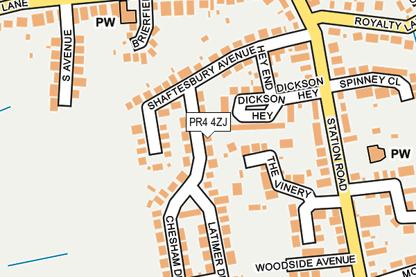 PR4 4ZJ map - OS OpenMap – Local (Ordnance Survey)