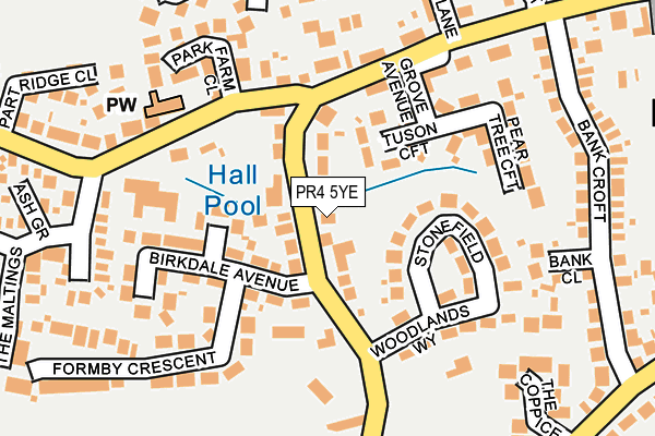 PR4 5YE map - OS OpenMap – Local (Ordnance Survey)