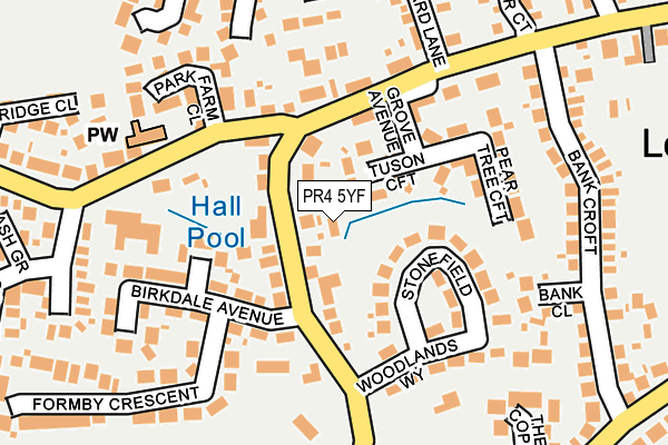 PR4 5YF map - OS OpenMap – Local (Ordnance Survey)
