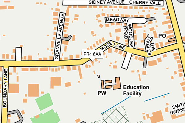 PR4 6AA map - OS OpenMap – Local (Ordnance Survey)