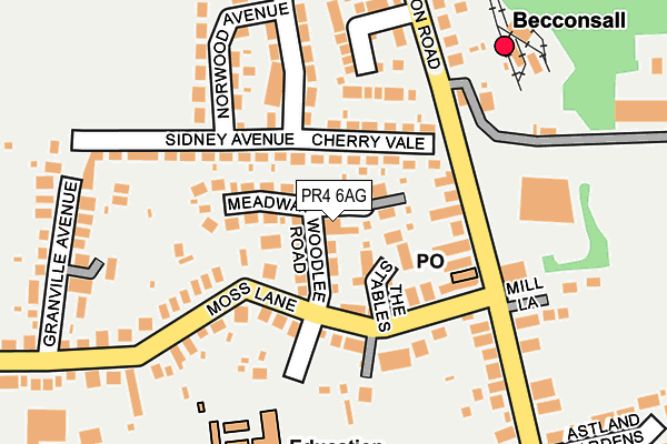 PR4 6AG map - OS OpenMap – Local (Ordnance Survey)