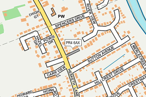 PR4 6AX map - OS OpenMap – Local (Ordnance Survey)