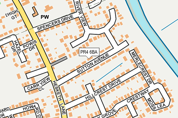 PR4 6BA map - OS OpenMap – Local (Ordnance Survey)