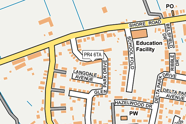 PR4 6TA map - OS OpenMap – Local (Ordnance Survey)