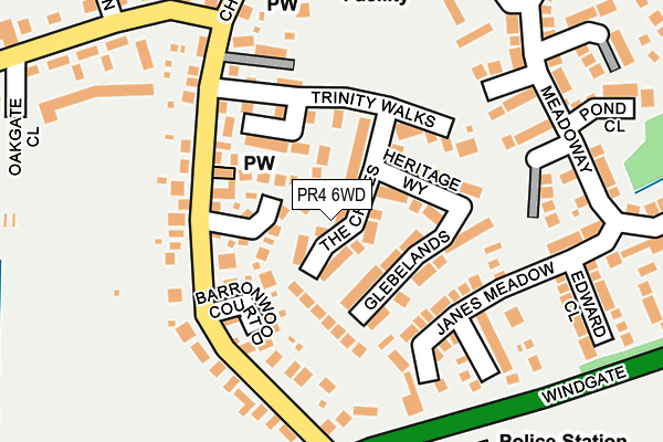 PR4 6WD map - OS OpenMap – Local (Ordnance Survey)
