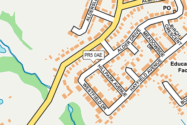 PR5 0AE map - OS OpenMap – Local (Ordnance Survey)