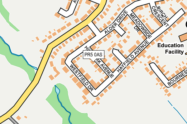 PR5 0AS map - OS OpenMap – Local (Ordnance Survey)