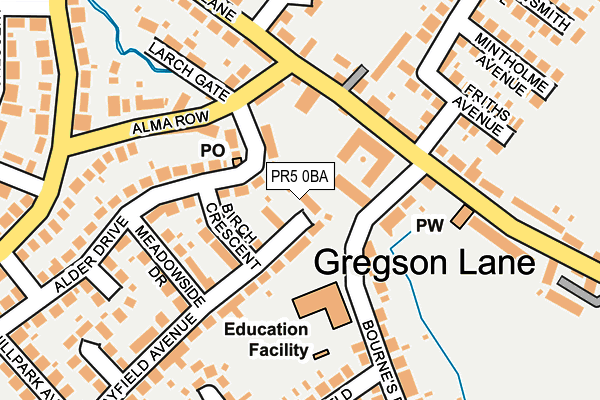 PR5 0BA map - OS OpenMap – Local (Ordnance Survey)