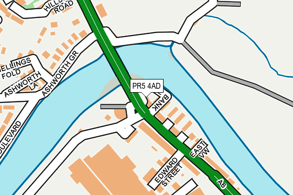 PR5 4AD map - OS OpenMap – Local (Ordnance Survey)