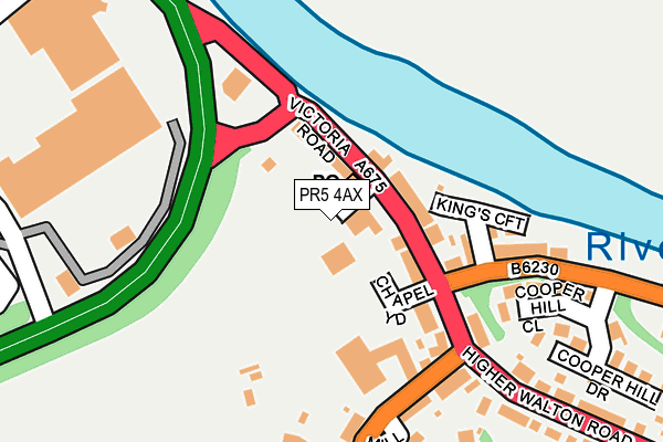 PR5 4AX map - OS OpenMap – Local (Ordnance Survey)