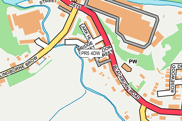 PR5 4DW map - OS OpenMap – Local (Ordnance Survey)