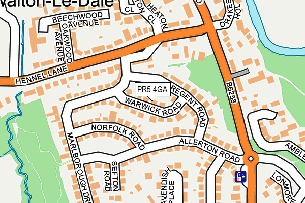 PR5 4GA map - OS OpenMap – Local (Ordnance Survey)