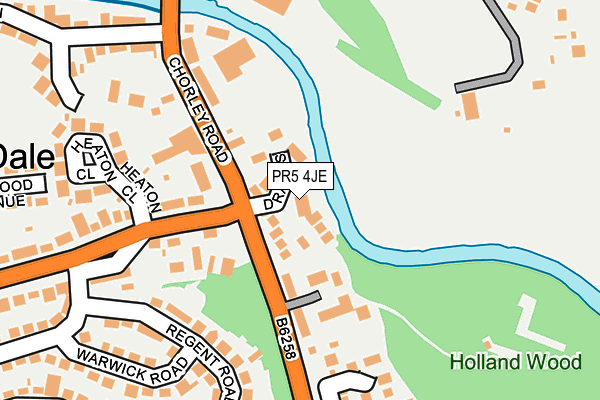 PR5 4JE map - OS OpenMap – Local (Ordnance Survey)
