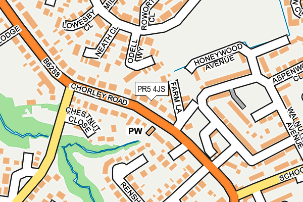 PR5 4JS map - OS OpenMap – Local (Ordnance Survey)