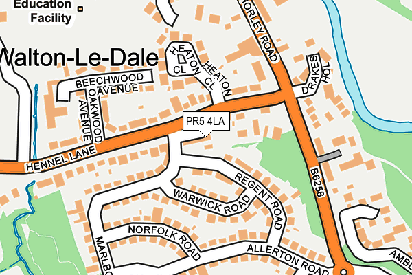 PR5 4LA map - OS OpenMap – Local (Ordnance Survey)