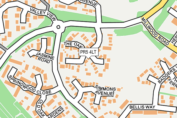 PR5 4LT map - OS OpenMap – Local (Ordnance Survey)