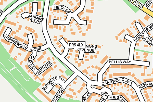 PR5 4LX map - OS OpenMap – Local (Ordnance Survey)