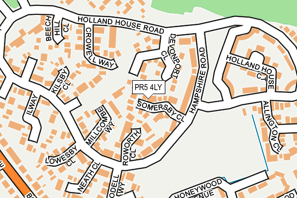 PR5 4LY map - OS OpenMap – Local (Ordnance Survey)