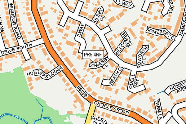 PR5 4NF map - OS OpenMap – Local (Ordnance Survey)