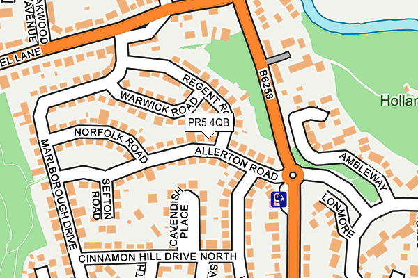 PR5 4QB map - OS OpenMap – Local (Ordnance Survey)