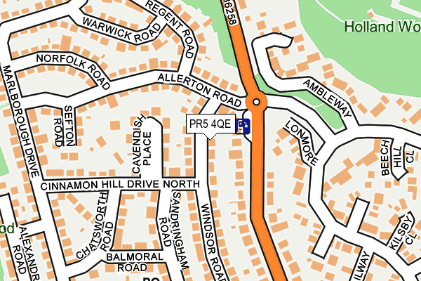PR5 4QE map - OS OpenMap – Local (Ordnance Survey)