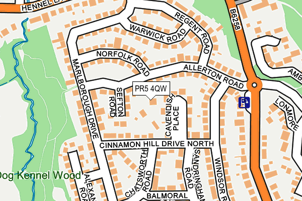 PR5 4QW map - OS OpenMap – Local (Ordnance Survey)