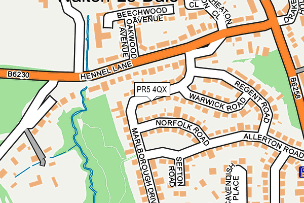 PR5 4QX map - OS OpenMap – Local (Ordnance Survey)