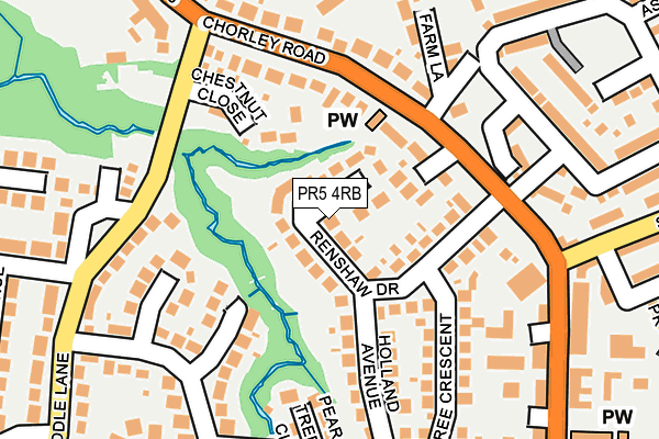 PR5 4RB map - OS OpenMap – Local (Ordnance Survey)