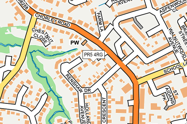 PR5 4RG map - OS OpenMap – Local (Ordnance Survey)