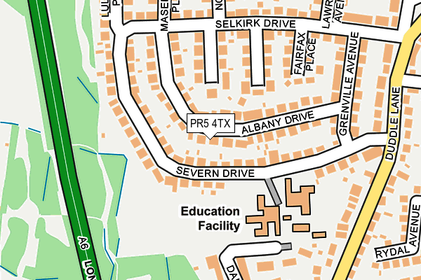 PR5 4TX map - OS OpenMap – Local (Ordnance Survey)