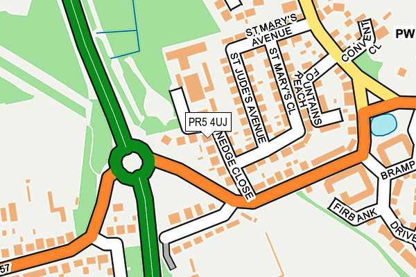 PR5 4UJ map - OS OpenMap – Local (Ordnance Survey)