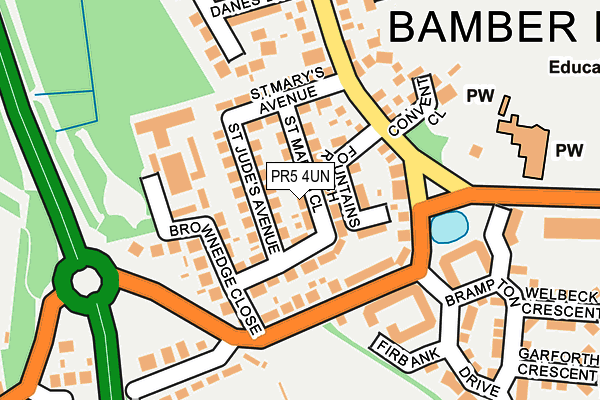 PR5 4UN map - OS OpenMap – Local (Ordnance Survey)