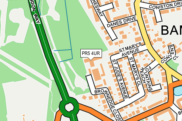 PR5 4UR map - OS OpenMap – Local (Ordnance Survey)