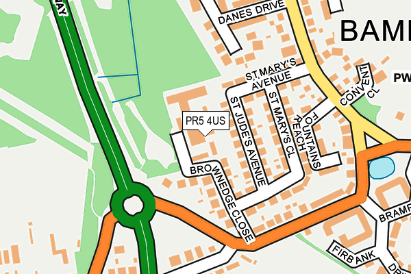 PR5 4US map - OS OpenMap – Local (Ordnance Survey)